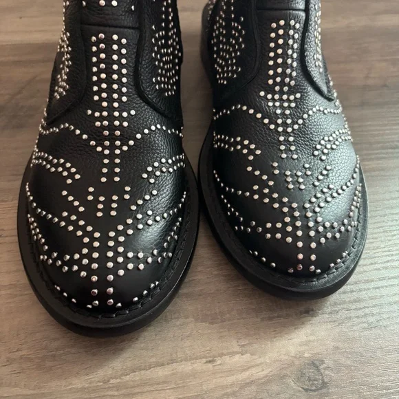 Zadig & Voltaire Womens Boots Laureen Studded Pebbled Leather Italian‎ Size 39